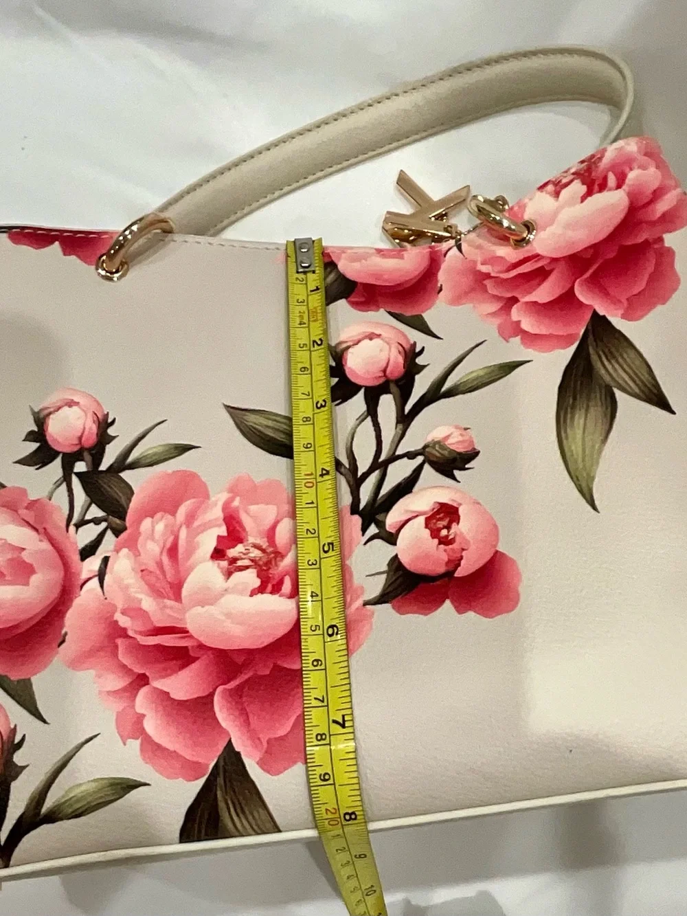 Anne Klein Floral Top-Handle Satchel in Pink and Cream